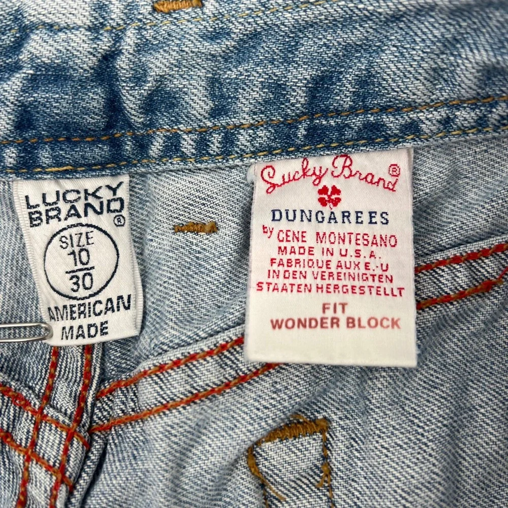 Lucky Brand Dungarees Wonder Block Jeans Size 10 30 Light Wash Distressed USA